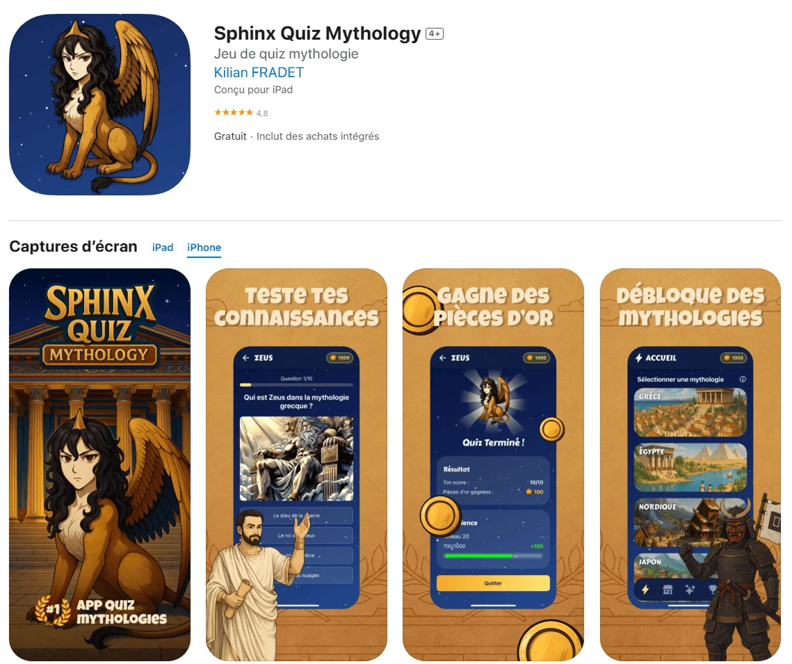 applicaiton mobile Sphinx Quiz Mythology